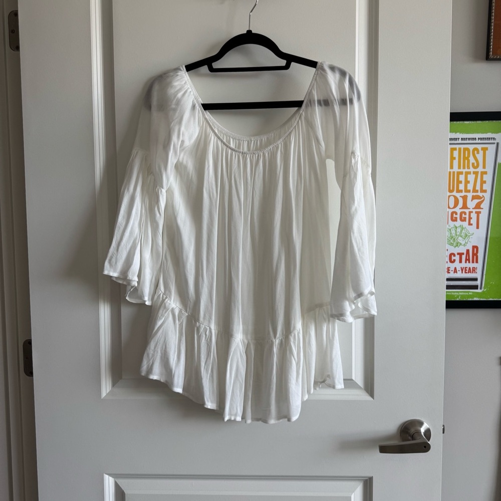 Flowy White Peasant Top